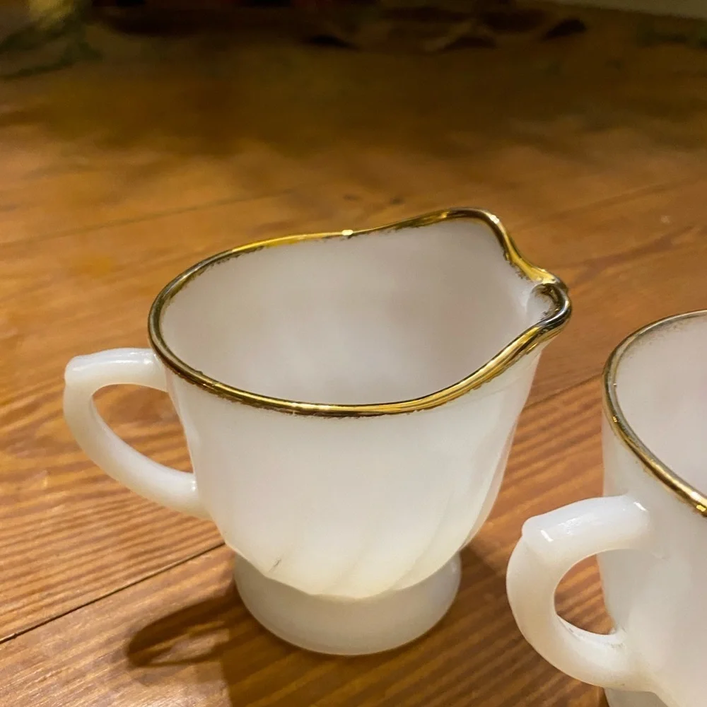 Fire King White and Gold Coffee Cups